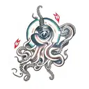 broken lightbulb with tentacles tattoo design idea
