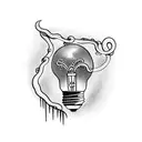 broken lightbulb with tentacles tattoo design idea