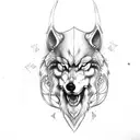 bearded Viking with wolf hood tattoo design idea