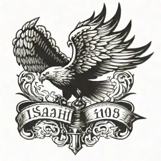 Eagel wings and words "Isaiah 40:31"  tattoo design idea