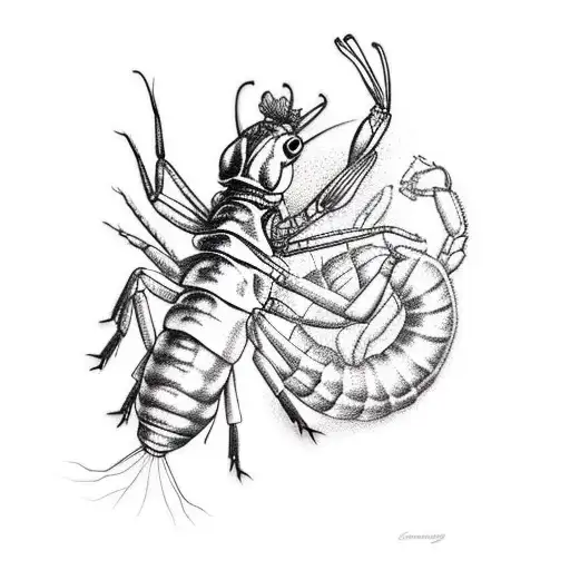 neocaridina shrimp tattoo design idea