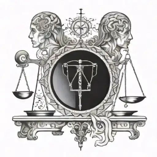 Weighing the heart and brain on the scales balancing life tattoo design idea