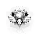 /imagine prompt:Chicken head facing forward, vector logo style, line art, flat design, high contrast, black and white—no tattoo design idea