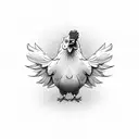 /imagine prompt:Chicken head facing forward, vector logo style, line art, flat design, high contrast, black and white—no tattoo design idea