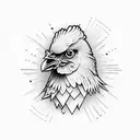 /imagine prompt:Chicken head facing forward, vector logo style, line art, flat design, high contrast, black and white—no tattoo design idea