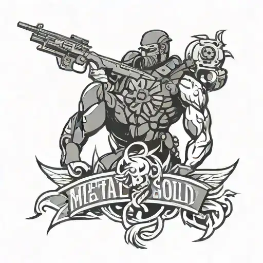 metal gear solid sailor jerry style tattoo design idea
