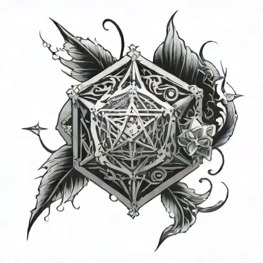 generate biomechanicalchest tatoo, tatto should include hidden letters V and G, also included one small D20 dice, also s tattoo design idea