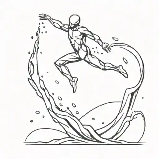 Stickman who is jumping into water with Icecubes tattoo design idea