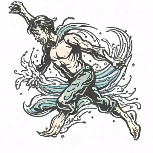 stickman who is jumping into cold water tattoo design idea