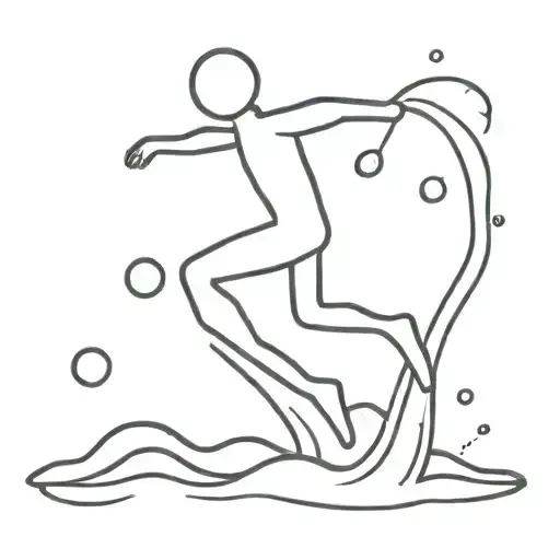 Stickman who is jumping into water with Icecubes tattoo design idea