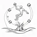 Stickman who is jumping into water with Icecubes tattoo design idea