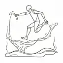 Stickman who is jumping into water with Icecubes tattoo design idea