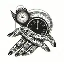 Time running through fingers tattoo design idea