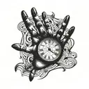 Time running through fingers tattoo design idea