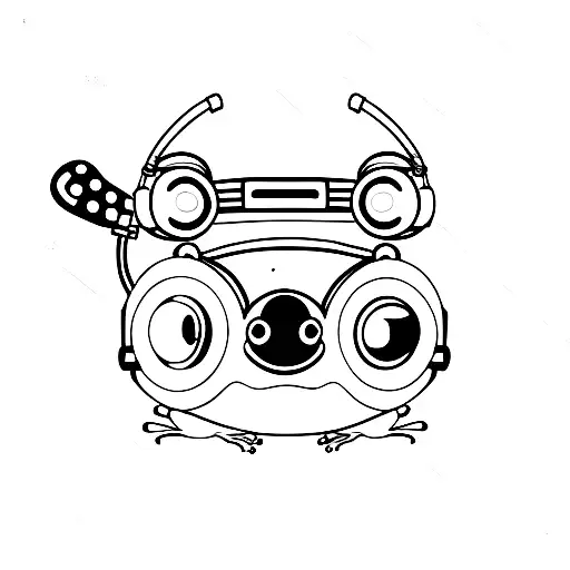 a cute dj frog wearing a headphone tattoo design idea