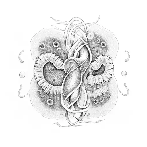 fallopian tubes with uterus and sunflowers tattoo design idea