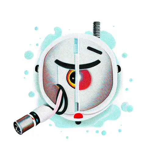 Inhaler with eyes cartoon tattoo design idea