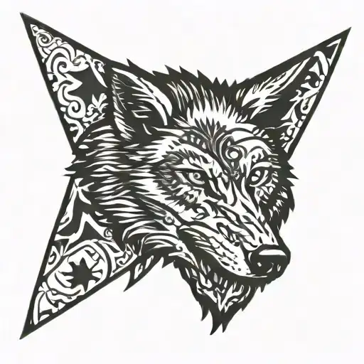 wolf turkish flag tattoo design idea
