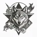 wolf turkish flag tattoo design idea