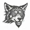 wolf turkish flag tattoo design idea