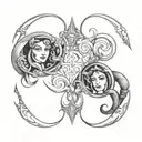 Gemini and Aquarius symbol incorporated tattoo design idea
