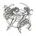 Gemini and Aquarius symbol incorporated tattoo design idea