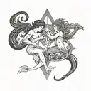 Gemini and Aquarius symbol incorporated tattoo design idea