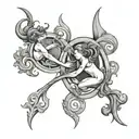 Gemini and Aquarius symbol incorporated tattoo design idea