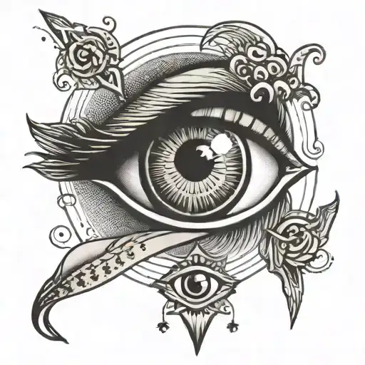 the eye sees everything, knows everything, magical tattoo design idea
