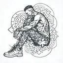 a person breaking like a puzzle from thinking so much tattoo design idea