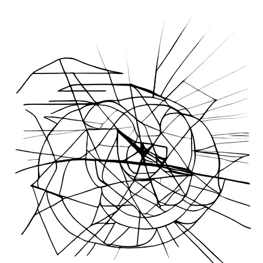 a minimalistic sunrise (using only lines, no shading) with a small sparrow flying in the distance, black and white witho tattoo design idea
