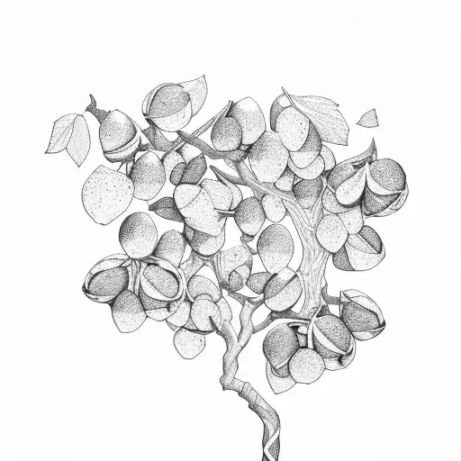 pistachio tree branch with leaves tattoo design idea