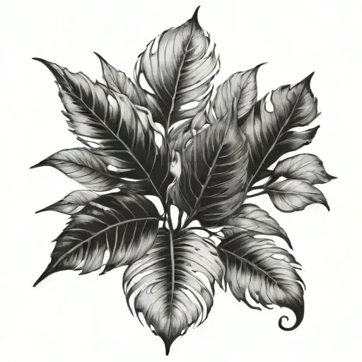 Black and white tattoo with nice shading. I want it to be a australian natives floral design so gum tree leaves and flow tattoo design idea