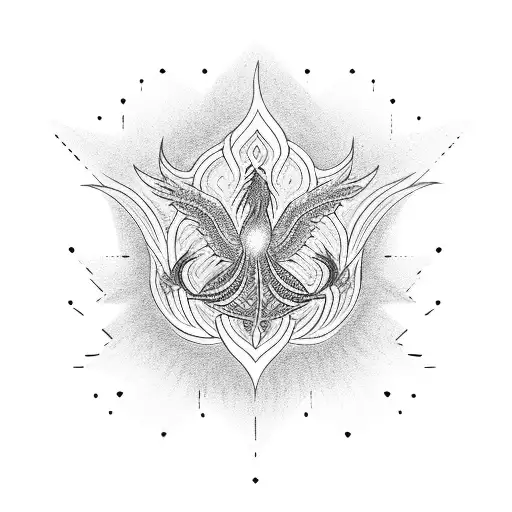 Phoenix lotus tattoo design idea
