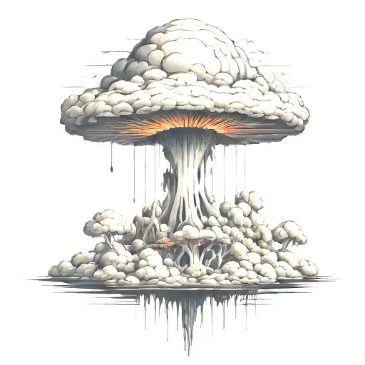 an abstract nuclear explosion mushroom cloud tattoo design idea