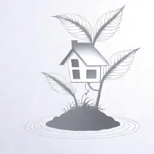 a seed growing out of the ground into a plant. but the plant is slowly becoming a house tattoo design idea