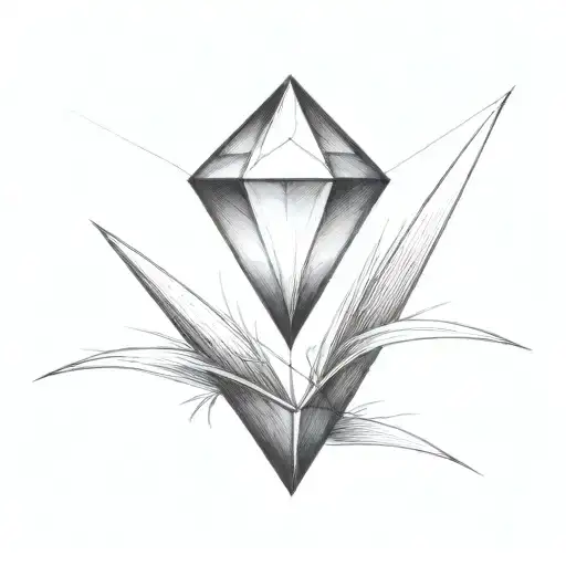 a diamond balancing on top of a single blade of grass tattoo design idea