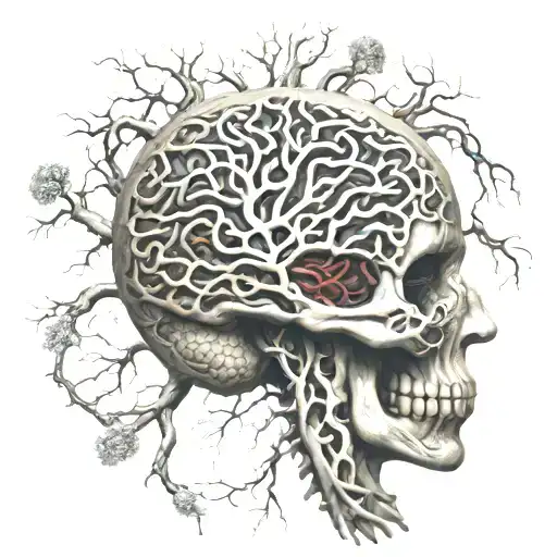 Incorporate a detailed anatomical brain with intricate neural pathways, symbolizing the complexity of the mind tattoo design idea