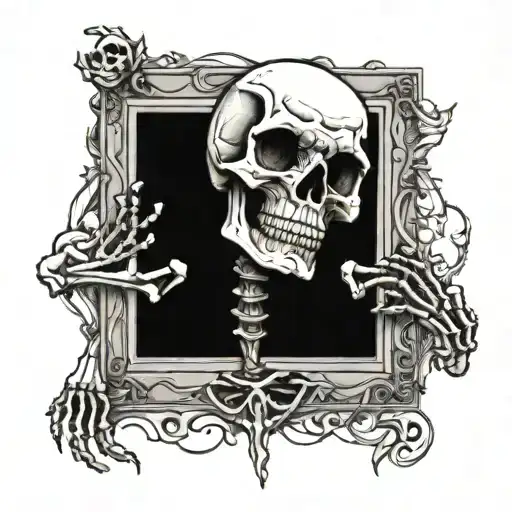 a skeleton stuck in the wall tattoo design idea