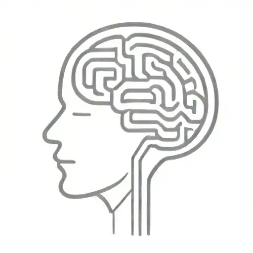 a simple minimalist line drawing of a brain as an elaborate maze with offshoots tattoo design idea