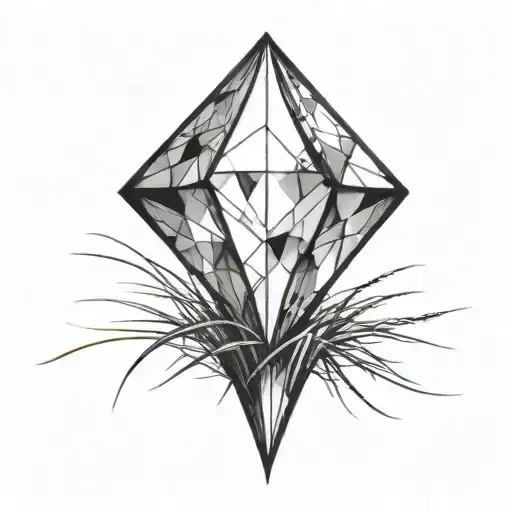 a diamond balancing on top of a small bit of grass tattoo design idea
