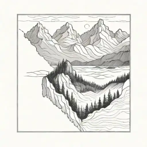 a mountainscape in a canvas frame  tattoo design idea