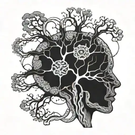 Incorporate a detailed anatomical brain with intricate neural pathways, symbolizing the complexity of the mind tattoo design idea