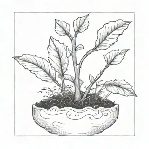 a seed growing out of the ground into a plant. but the plant is slowly becoming a house tattoo design idea