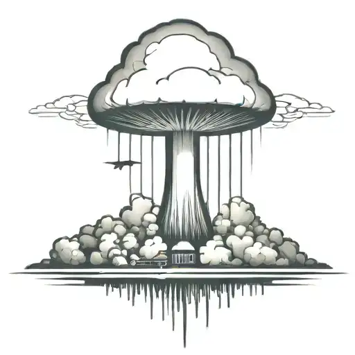 an abstract nuclear explosion mushroom cloud tattoo design idea