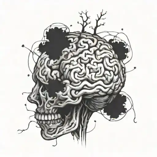 Incorporate a detailed anatomical brain with intricate neural pathways, symbolizing the complexity of the mind tattoo design idea