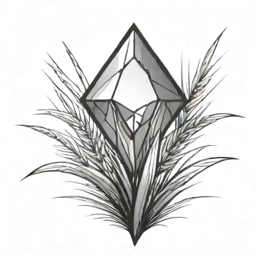 a blade of grass with a diamond on top of it tattoo design idea