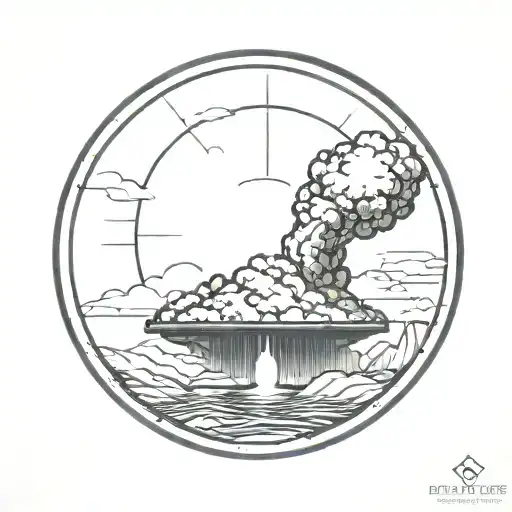 a nuclear explosion contained within a perfect circle tattoo design idea