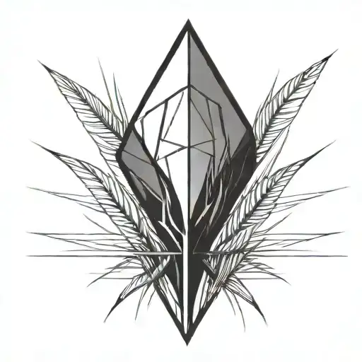 a blade of grass with a diamond on top of it. bold black lines  tattoo design idea