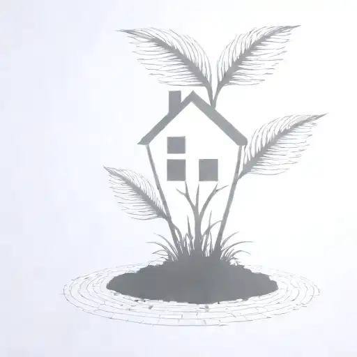 a seed growing out of the ground into a plant. but the plant is slowly becoming a house tattoo design idea